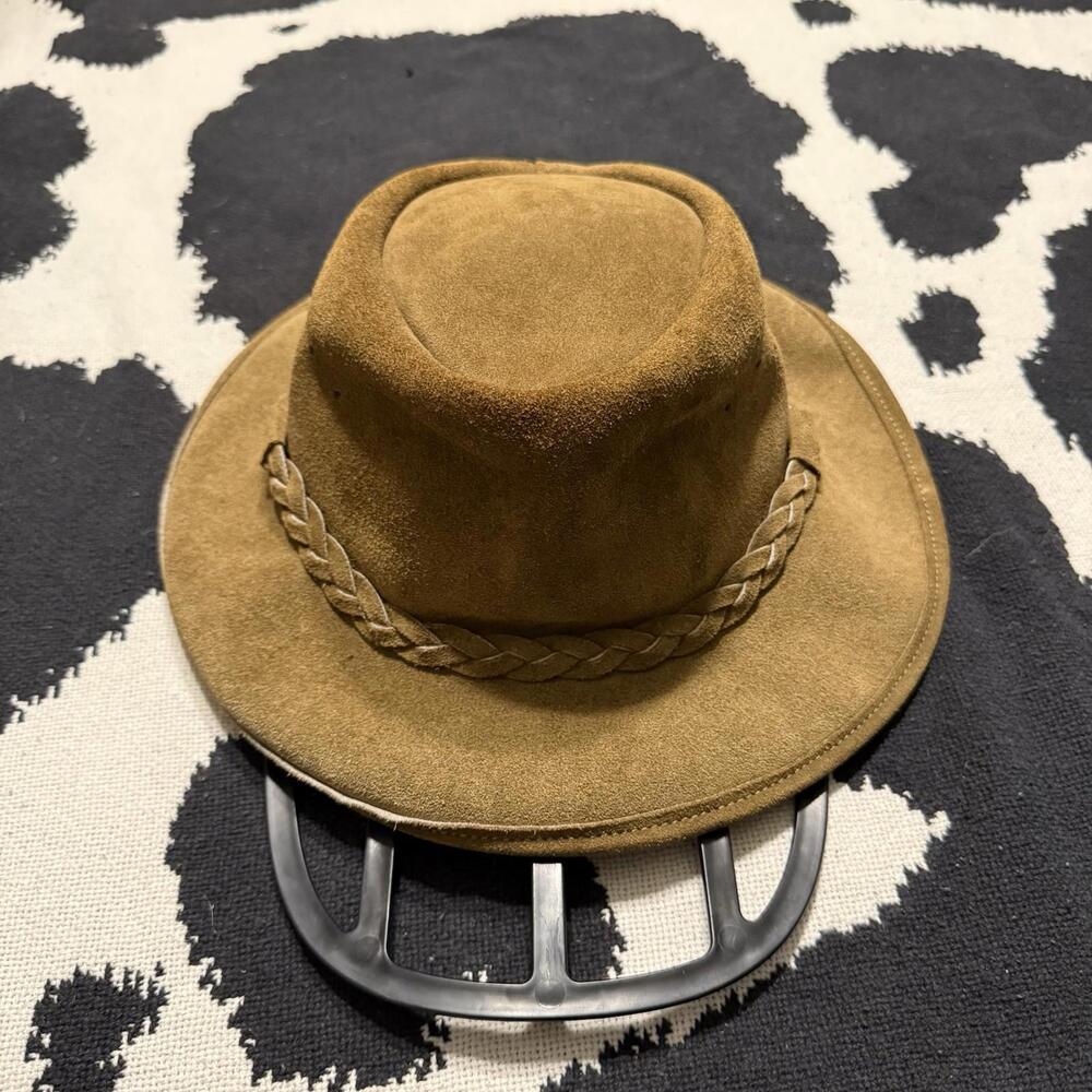 Vintage 00s RARE Original Rouge Leather‎ Hat Size Small Rugged Outback Braided